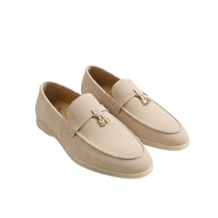 LORO PIANO SUMMER WALK LOAFERS KHAKI SUEDE