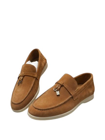 LORO PIANO SUMMER WALK LOAFERS WHITE SUEDE