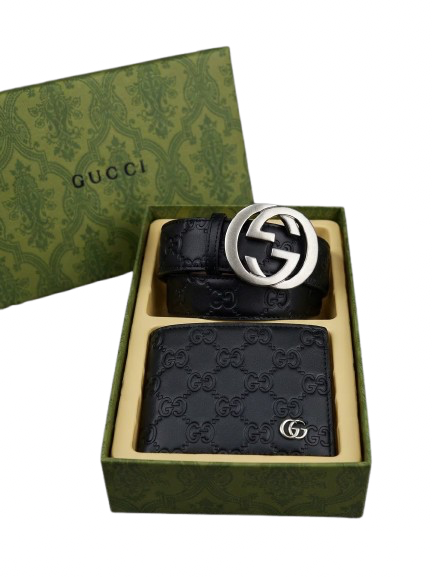 GUCCI LEATHER BELT X WALLET BUNDLEE