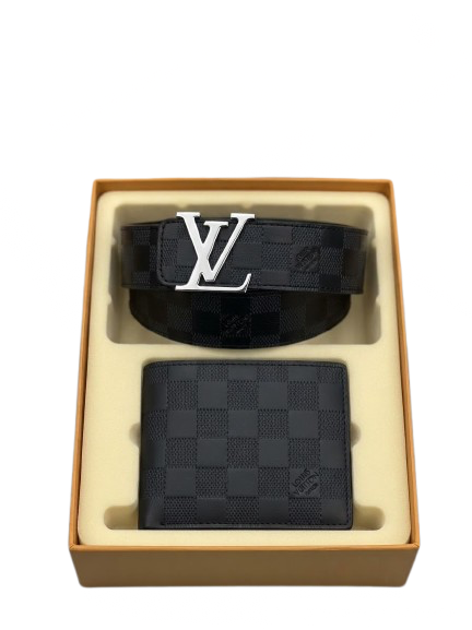 LV LEATHER BELT X WALLET BUNDLEE