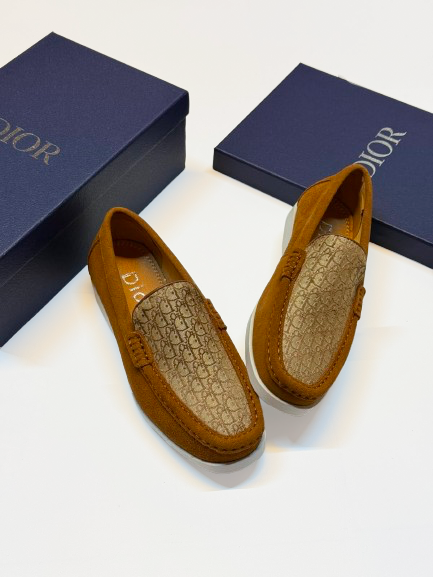 DIOR CARAMEL GRANVILE D PRINT LOAFERS