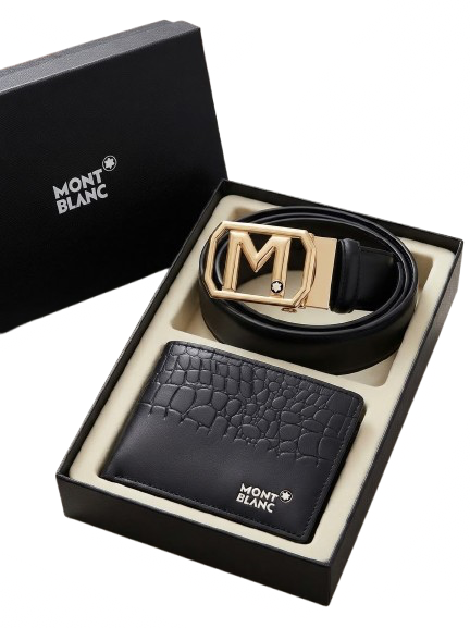 MONT BLANC LEATHER BELT X WALLET BUNDLE