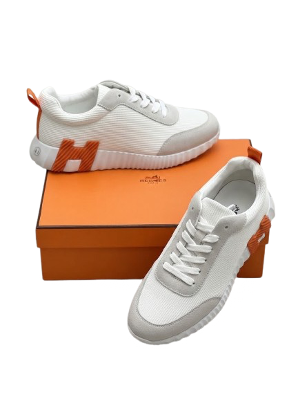 HERMES BOUNCING SNEAKER WHITE & ORANGE LOGO