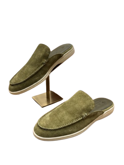 LORO PIANO BABOUCHE WALK LOAFER MOSS GREEN SUEDE