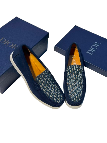 DIOR NAVY GRANVILE D PRINT LOAFERS