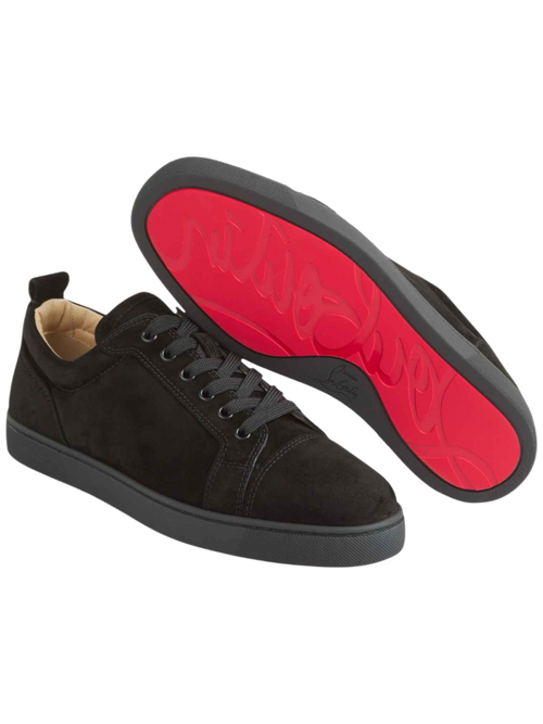 LOUBOUTIN BLACK SUEDE SNEAKERS REDBOTTOMS
