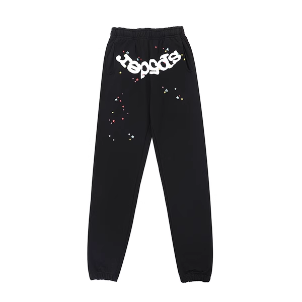 SP5DER BLACK SPLATTER PANTS