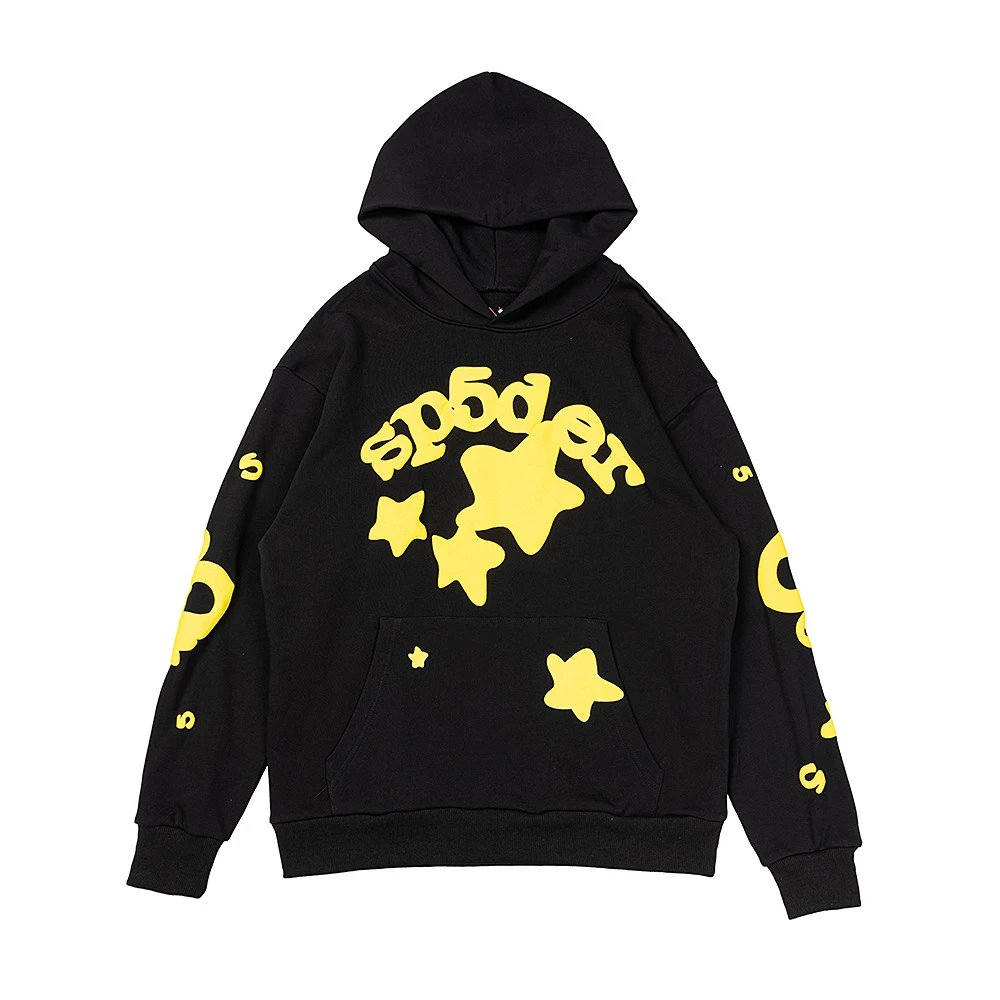SP5DER YELLOW ON BLACK HOODIE - Size M