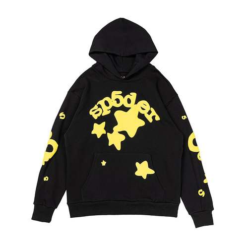 SP5DER YELLOW ON BLACK HOODIE - Size M