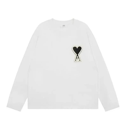 AMI WHITE BLACK LOGO SWEATER