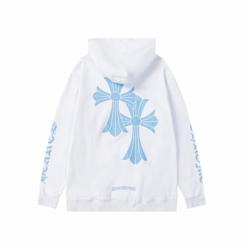 CHROME HEARTS WHITE BLUE CROSS HOODIE