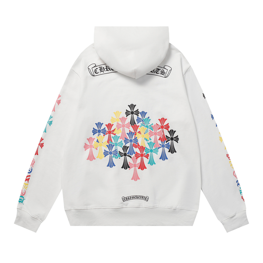 CHROME HEARTS RAINBOW WHITE HOODIE