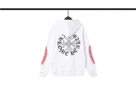 CHROME HEARTS WHITE RED SLEEVE HOODIE