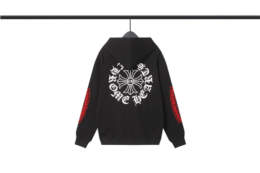 CHORME HEARTS BLACK RED SLEEVE HOODIE