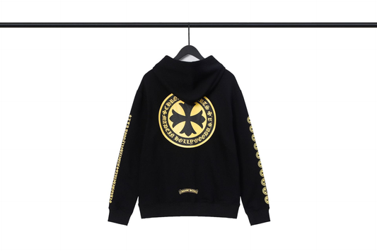 CHROME HEARTS YELLOW LOGO BLACK HOODIE