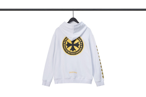 CHROME HEARTS YELLOW LOGO WHITE HOODIE