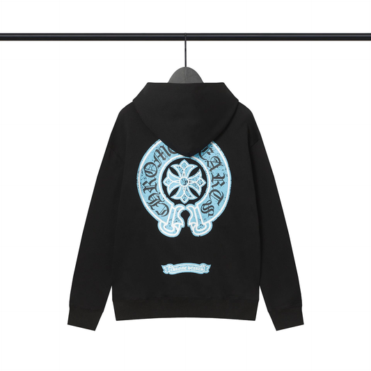 CHROME HEARTS BLUE LOGO HOODIE BLACK