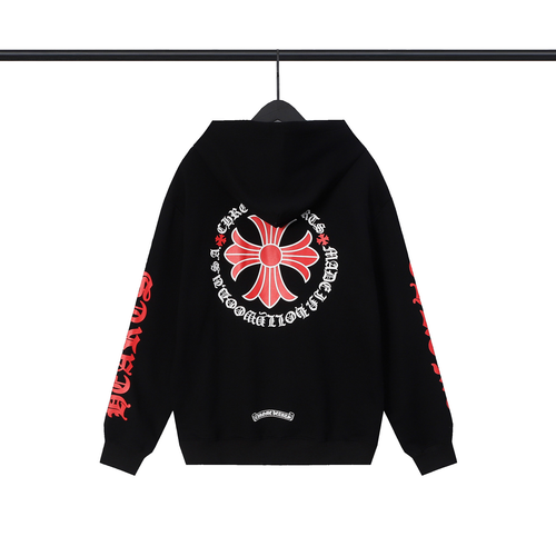 CHROME HEARTS RED CROSS HOODIE BLACK