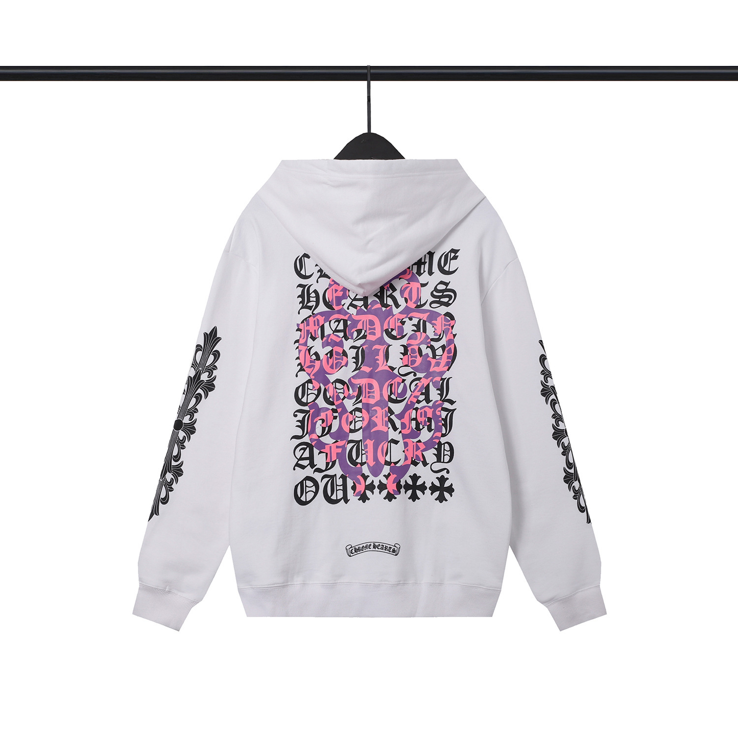 CHROME HEARTS PURPLE PATTERN HOODIE WHITE