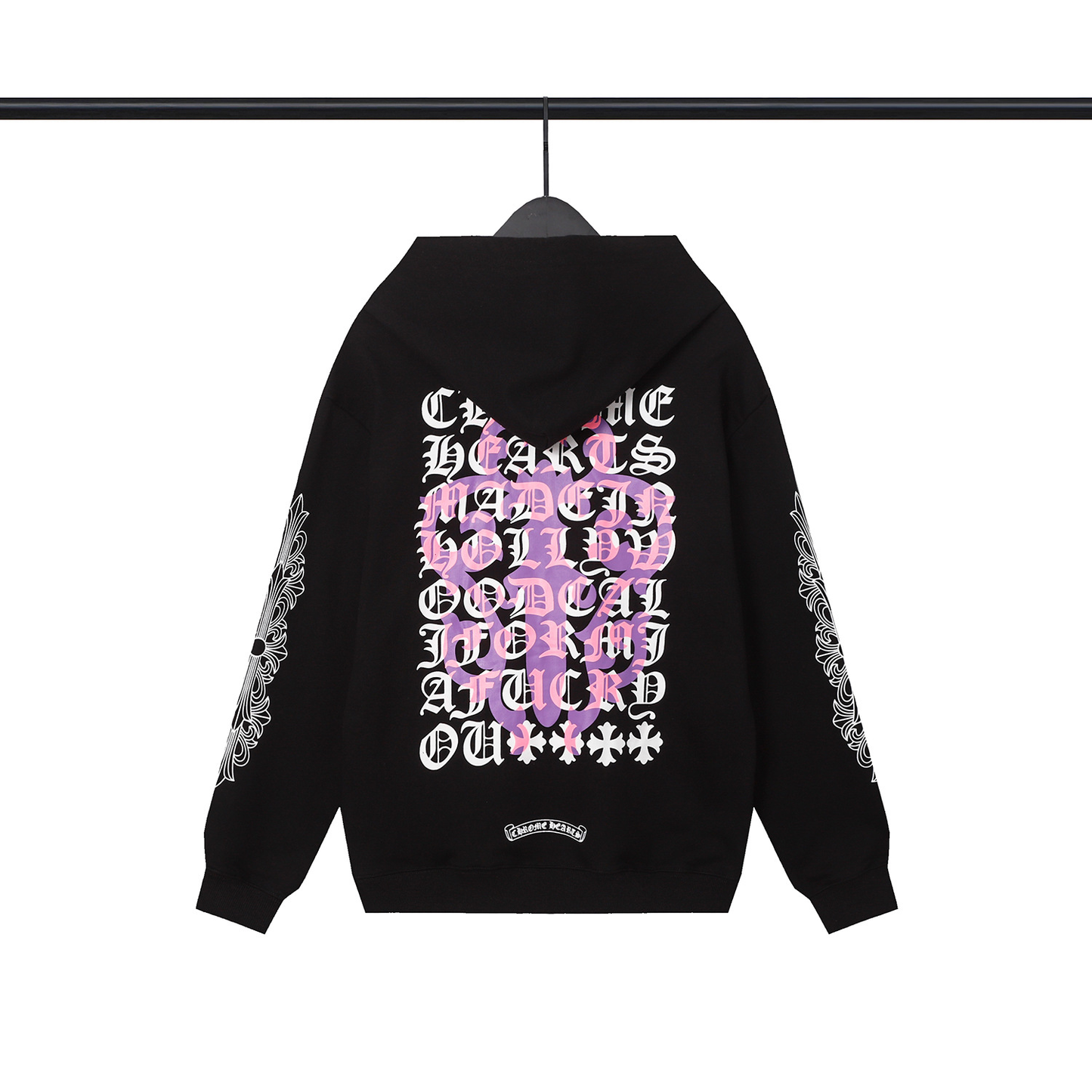 CHROME HEARTS PURPLE PATTERN HOODIE BLACK