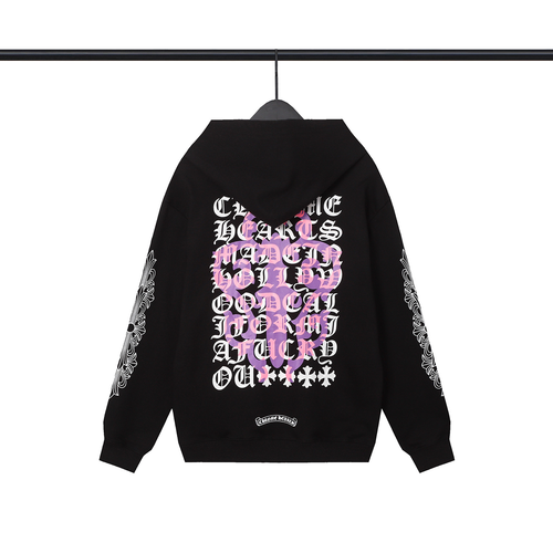 CHROME HEARTS PURPLE PATTERN HOODIE BLACK