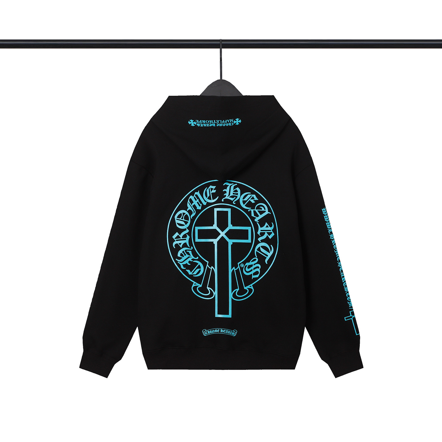 CHROME HEARTS NEON CROSS HOODIE BLACK