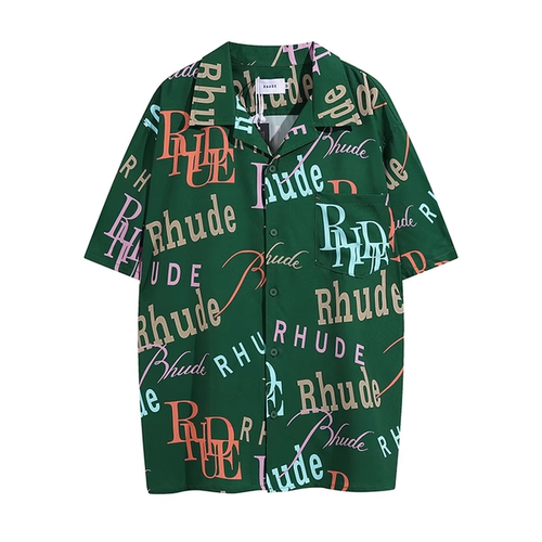 RHUDE LOGO GREEN SHIRT