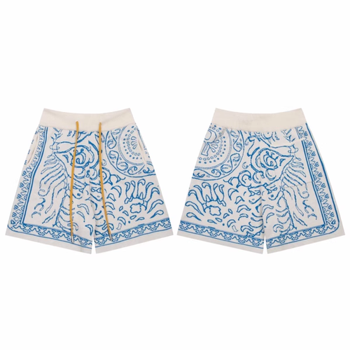RHUDE BLUE PATTERNED SHORTS