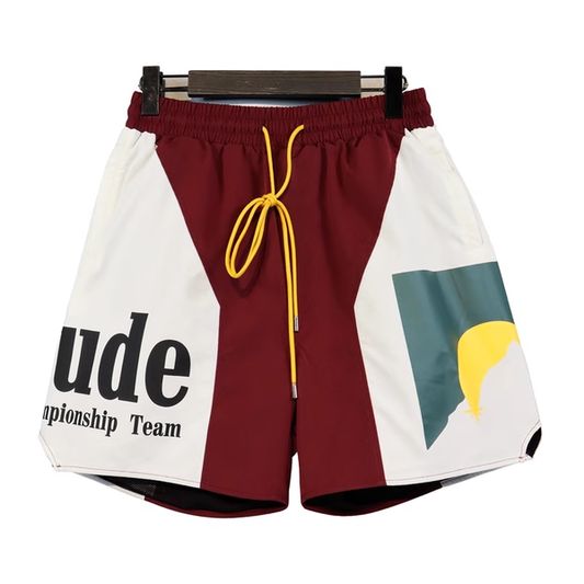 RHUDE RED PANEL LOGO SHORTS