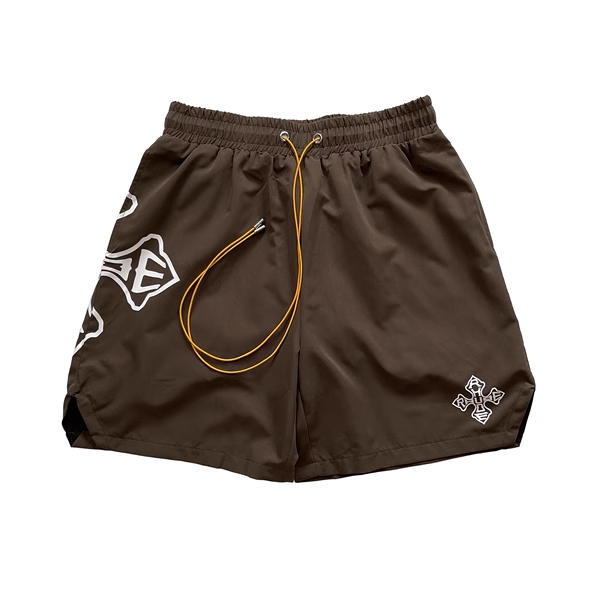 RHUDE BROWN CROSS SHORTS