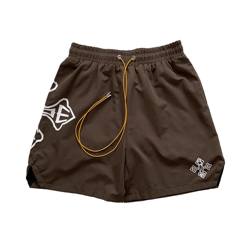 RHUDE BROWN CROSS SHORTS