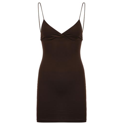 LOW CUT BROWN DRESS