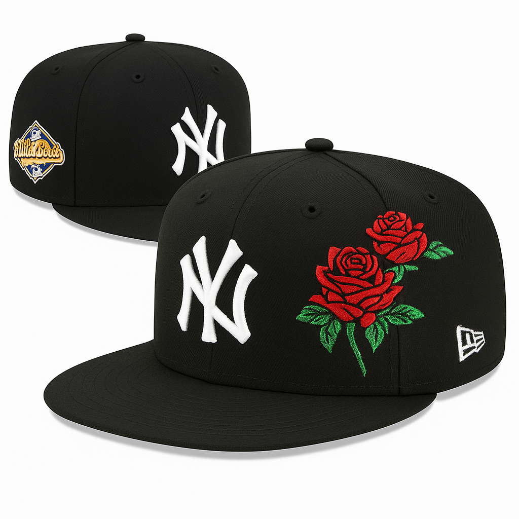 NY BLACK ROSE FITTED CAP