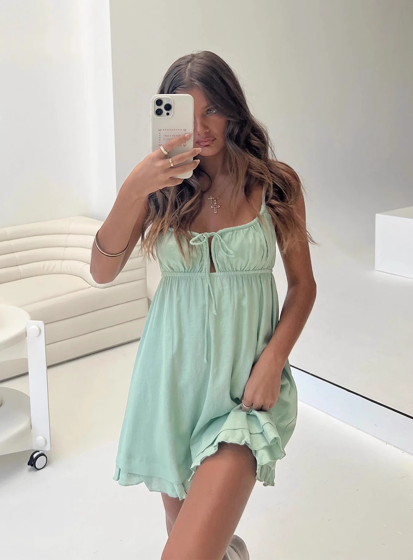 PRINCESS POLLY GREEN SUSPENDER DRESS