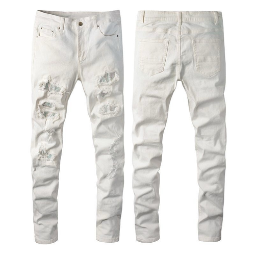 AMIRI WHITE RIPPED JEANS