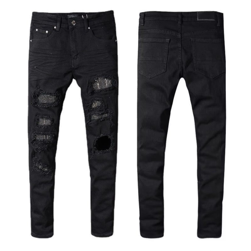AMIRI BLACK CHANNELED JEANS