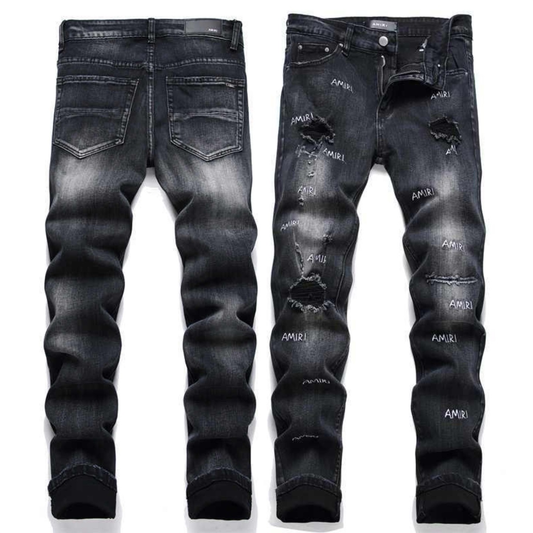 AMIRI BLACK LOGO RIPPED JEANS size 32