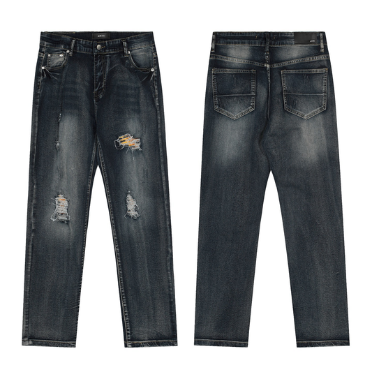AMIRI DARK BLUE RIPPED JEANS