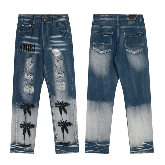 AMIRI BLUE BLACK PALM JEANS