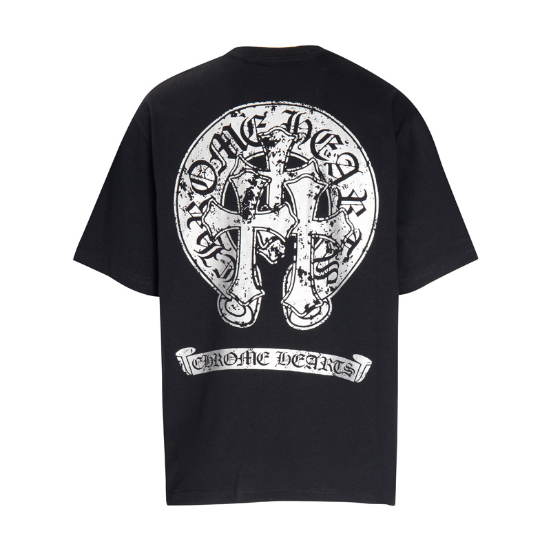 CHROMEHEARTS 3 CROSS FADED BLACK SHIRT
