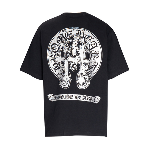 CHROMEHEARTS 3 CROSS FADED BLACK SHIRT