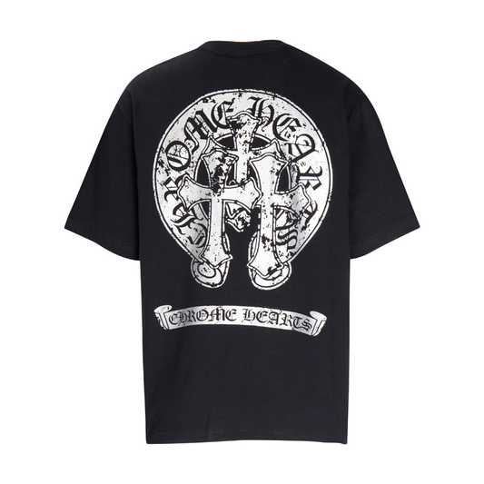 CHROMEHEARTS 3 CROSS FADED BLACK SHIRT