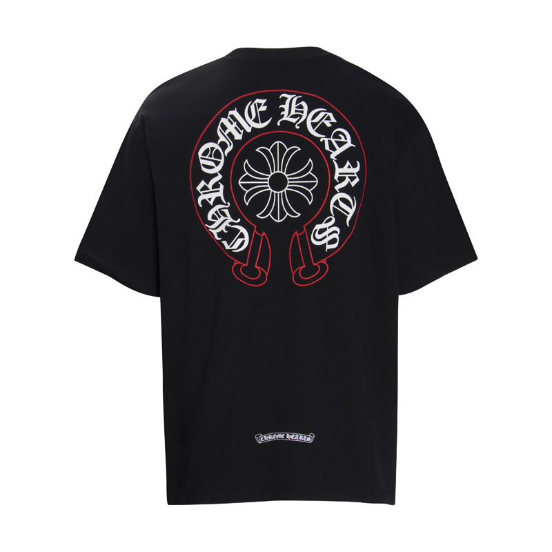 CHROMEHEARTS RED HORSESHOE BLACK SHIRT