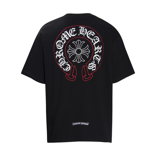CHROMEHEARTS RED HORSESHOE BLACK SHIRT
