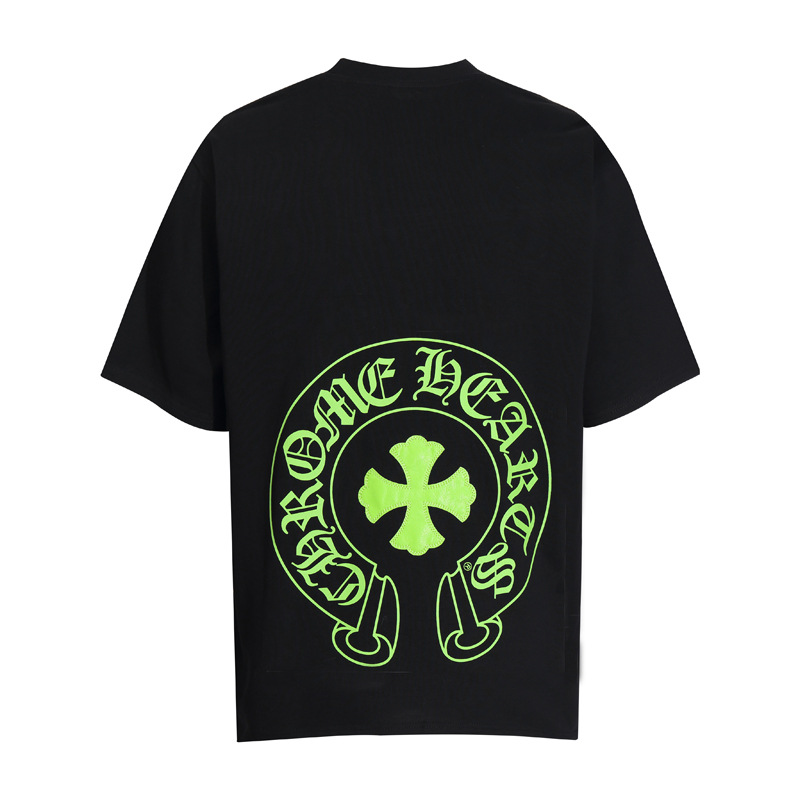 CHROMEHEARTS GREEN BOTTOM LOGO BLACK SHIRT