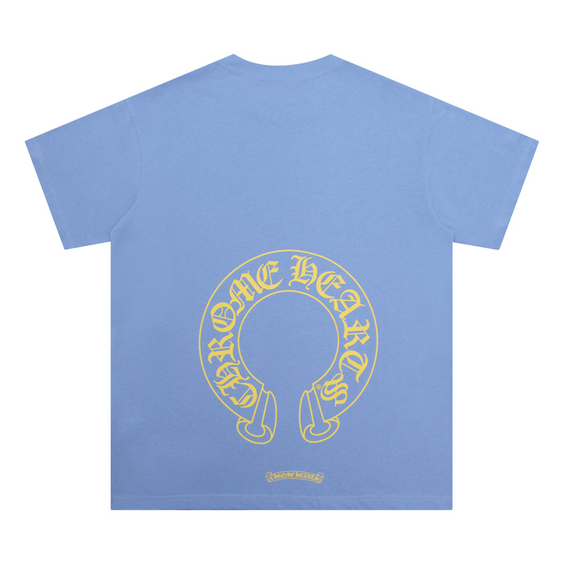 CHROMEHEARTS YELLOW BOTTOM LOGO BLUE SHIRT