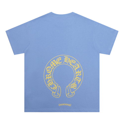 CHROMEHEARTS YELLOW BOTTOM LOGO BLUE SHIRT