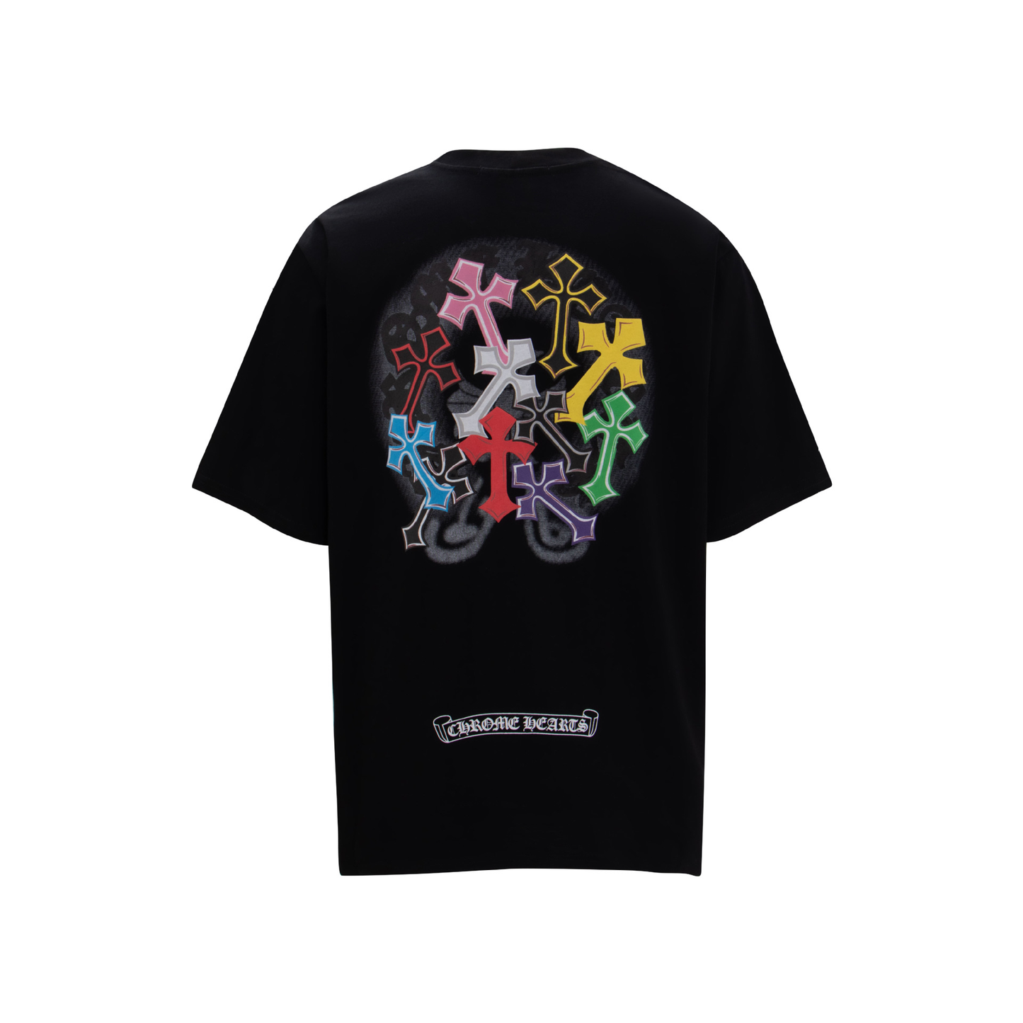 CHROMEHEARTS TURNED RAINBOW CROSS BLACK SHIRT