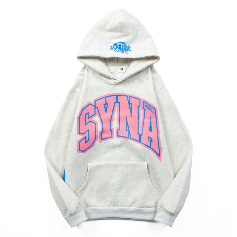 SYNA PINK LOGO GREY HOODIE