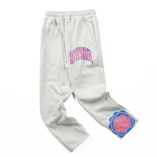 SYNA PINK LOGO GREY PANTS